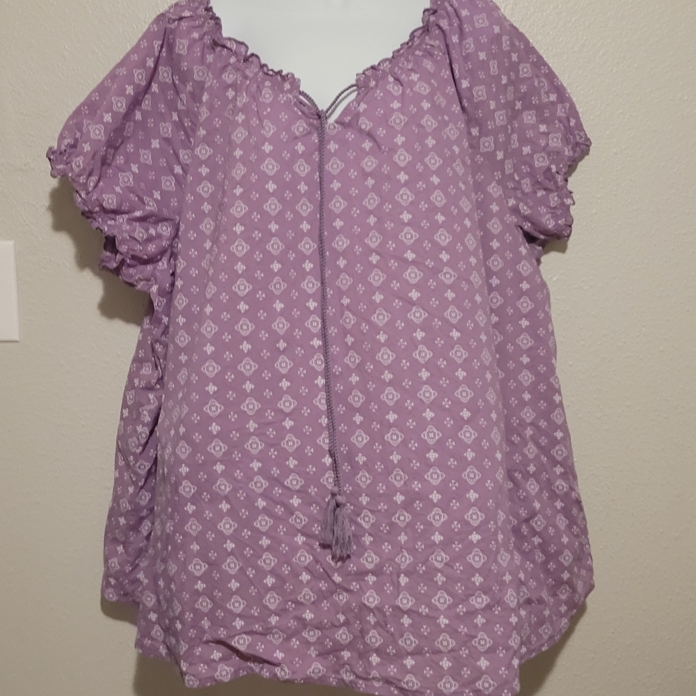 Brand New 3X Light Purple Ellos Peasant Top